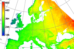 BIO7: Temperature annual range (bio5 - bio6) (°C*10)